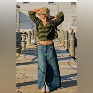NWT Free People We The Free Come As You Are Denim Maxi Skirt in Rambler- size 12